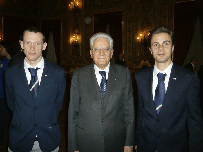 Luca Dallavalle, il Presidente Sergio Mattarella e Michele Cera