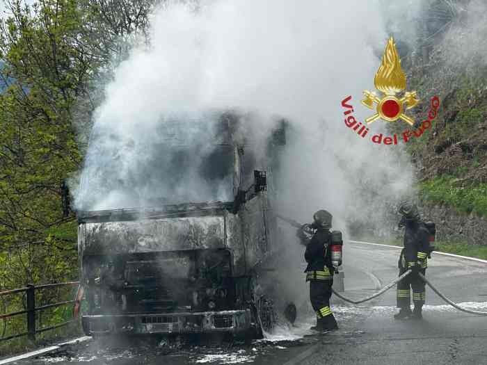 CRONACA - Camion prende fuoco sulla strada provinciale 294