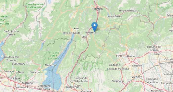 TRENTINO - Scossa di terremoto nella notte in Vallagarina e nell'Alto Garda