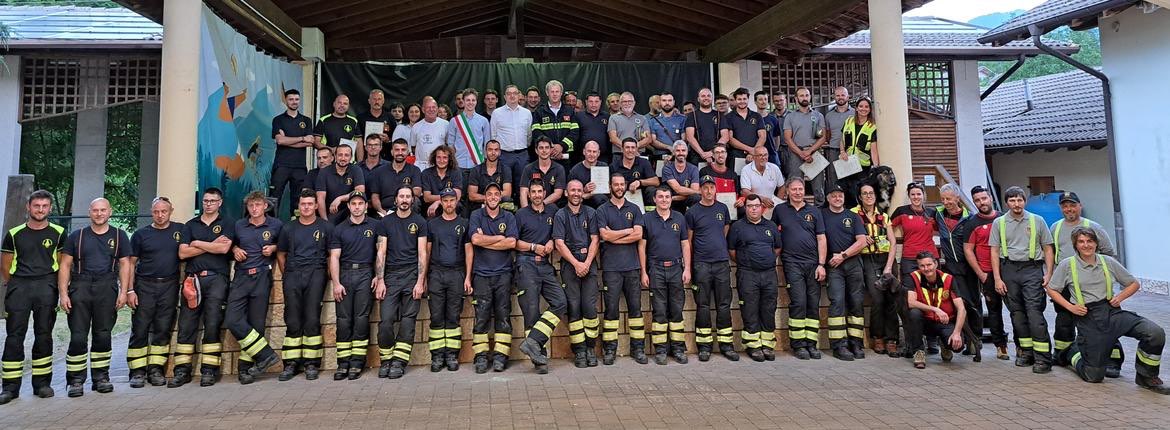 TRENTINO - Protezione civile, oltre 150 operatori per la manovra distrettuale dei vigili del fuoco a Tres