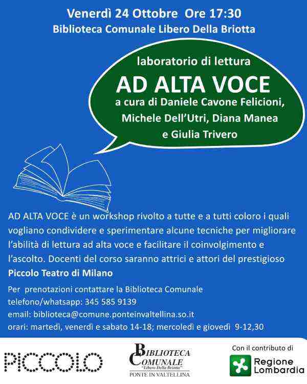 CULTURA - A Ponte in Valtellina arriva Teatro Fuori Porta 