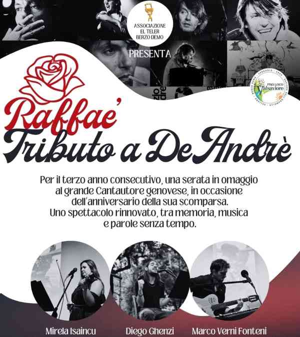 EVENTO - Berzo Demo: grande attesa per Raffae' Tributo a De André