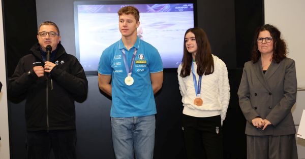 TRENTINO - Festeggiati gli atleti olimpici Simone Deromedis e Lara Naki Gutmann