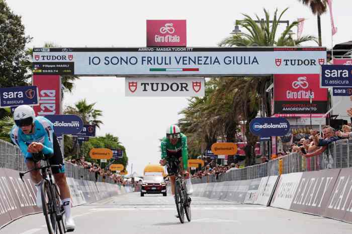 SPORT - Giro d'Italia: Filippo Ganna vince la crono Viareggio-Massa