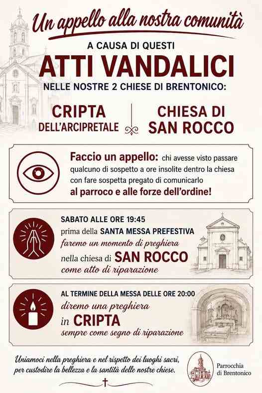 TRENTINO - Episodi di inciviltà e vandalismi nelle chiese dell'Altopiano di Brentonico