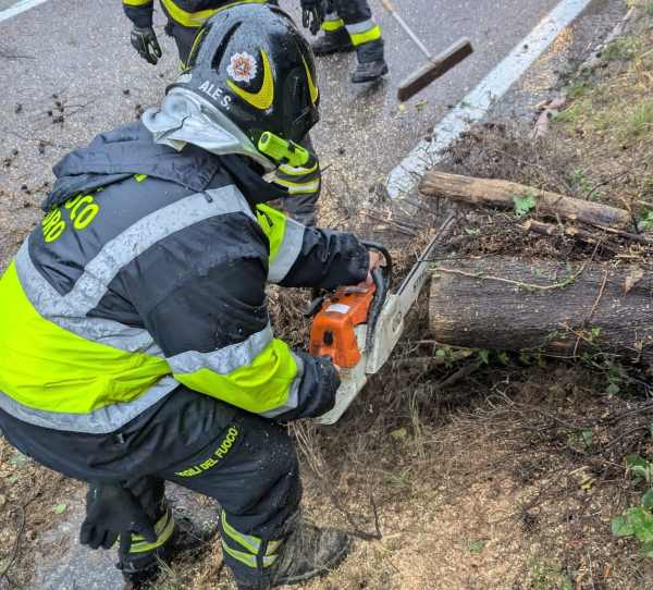 TRENTINO - Intervento dei vigili del fuoco di Dro per caduta alberi sulla Gardesana