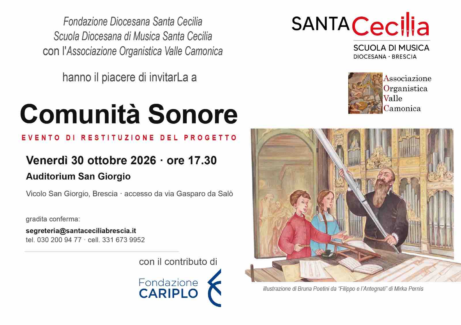 EVENTO - Comunità Sonore: l’organo unisce i bambini della Valle Camonica e di Brescia